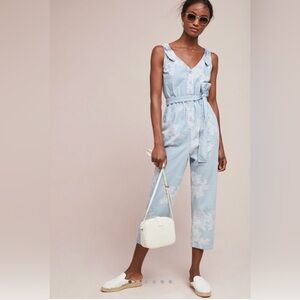 Anthropologie pilcro printed denim jumpsuit size Large NWT boho, beach